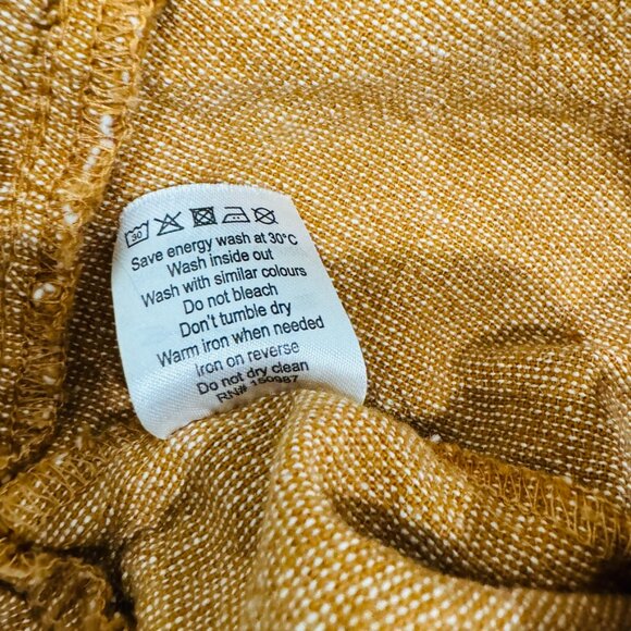 Rylee & Cru Linen/Cotton Tan/Gold Midi Peasant Skirt Ruffle Hem w/Pockets SZ M - Picture 10 of 13